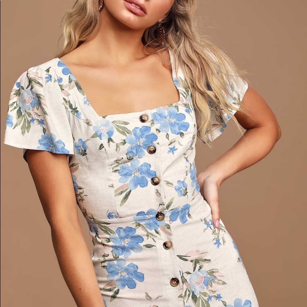 Lulus Burst Into Bloom Taupe Floral Print Button-Front Jumpsuit